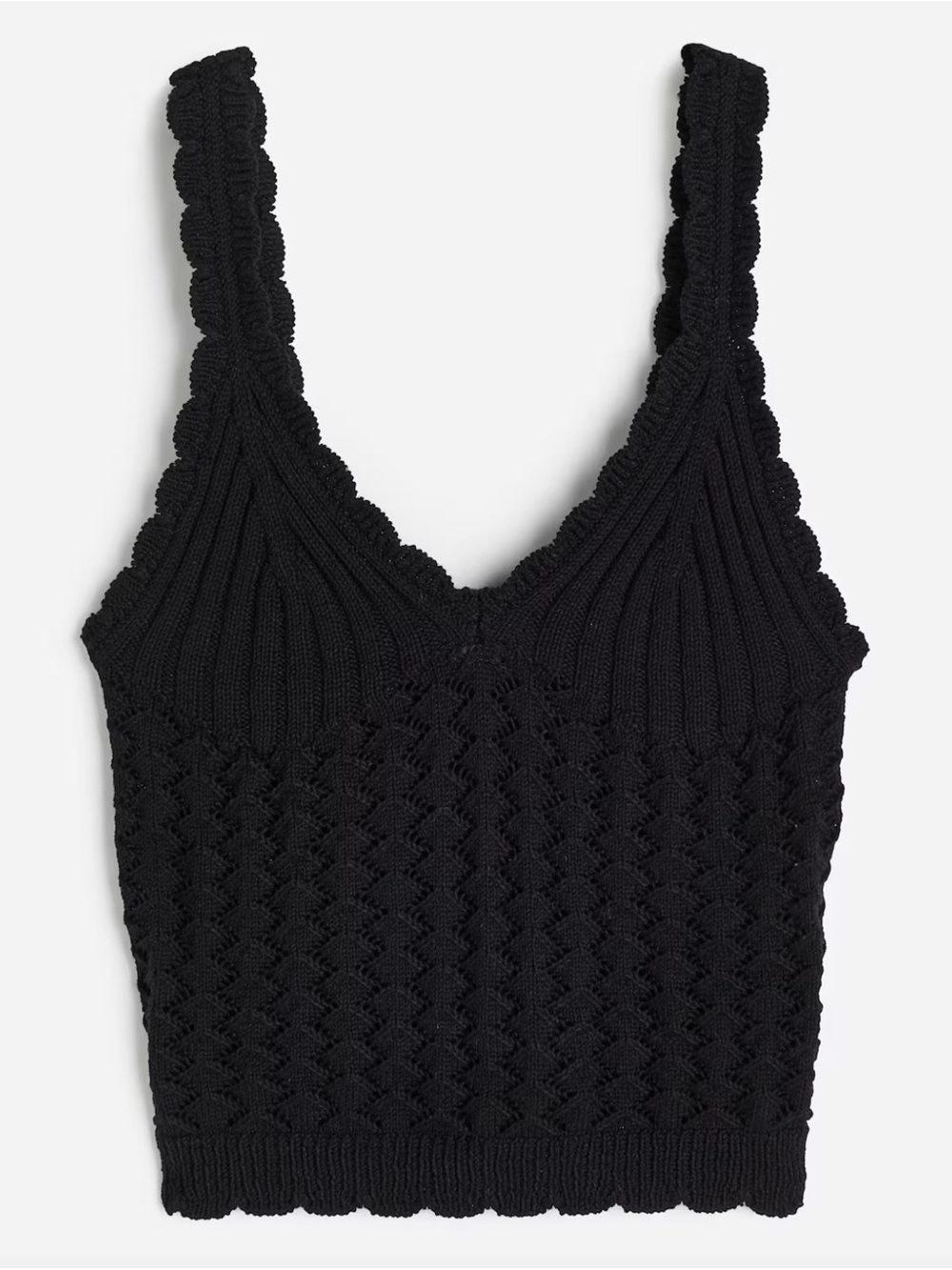 Black Knit Crochet Tank Top
